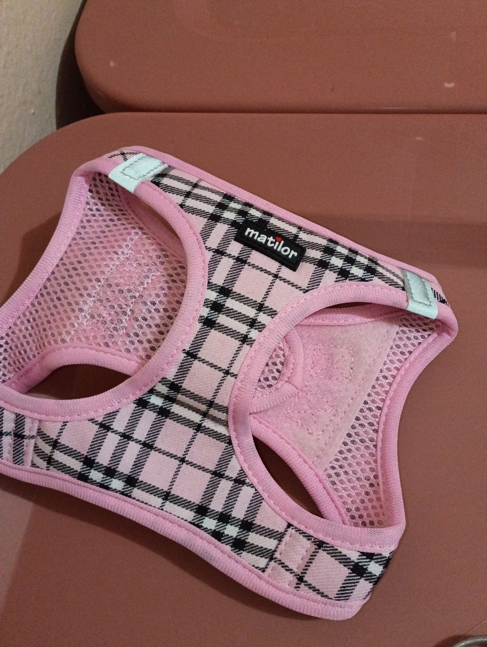 Matilor Pink Plaid Pet Harness 15 Inches Around